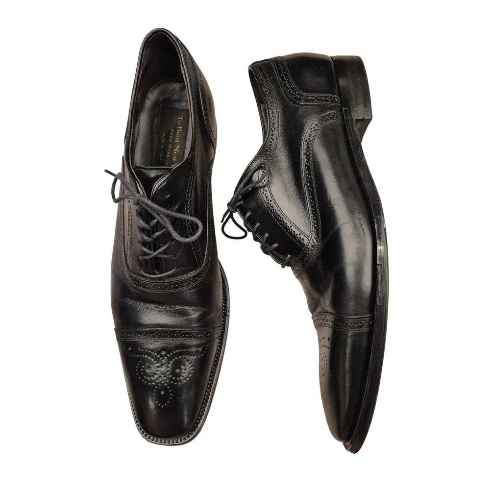 To‎ Boot New York Adam Derrick Mens Black Leather Brogue Medallion Oxfords Sz 12